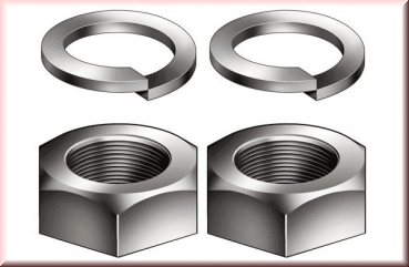 2 x Mutter mit Federring für Hauptscheinwerfer schwarz