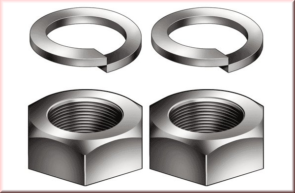 2 x Mutter mit Federring für Hauptscheinwerfer schwarz