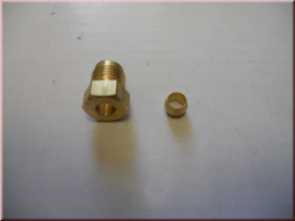 Anschlussmutter für Kraftstoffleitung ( Hohlschraube und Dichtring )  am Vergaser und am Filter