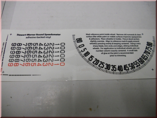 Tacho Klebezahlen, Stewart Warner  runder Tacho